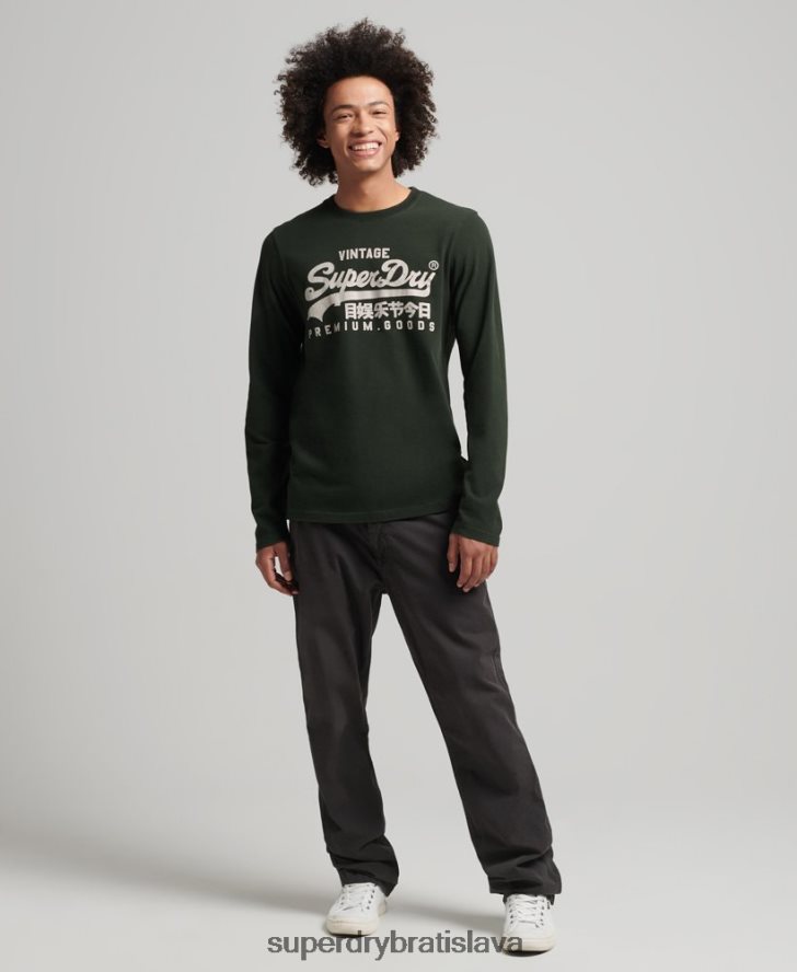 Superdry muži Vintage logo s dlhým rukávom 6B4ZTR1555 oblečenie zelená