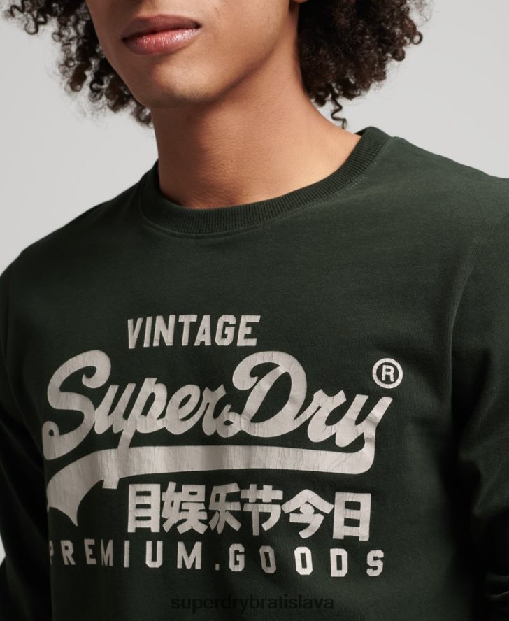 Superdry muži Vintage logo s dlhým rukávom 6B4ZTR1555 oblečenie zelená