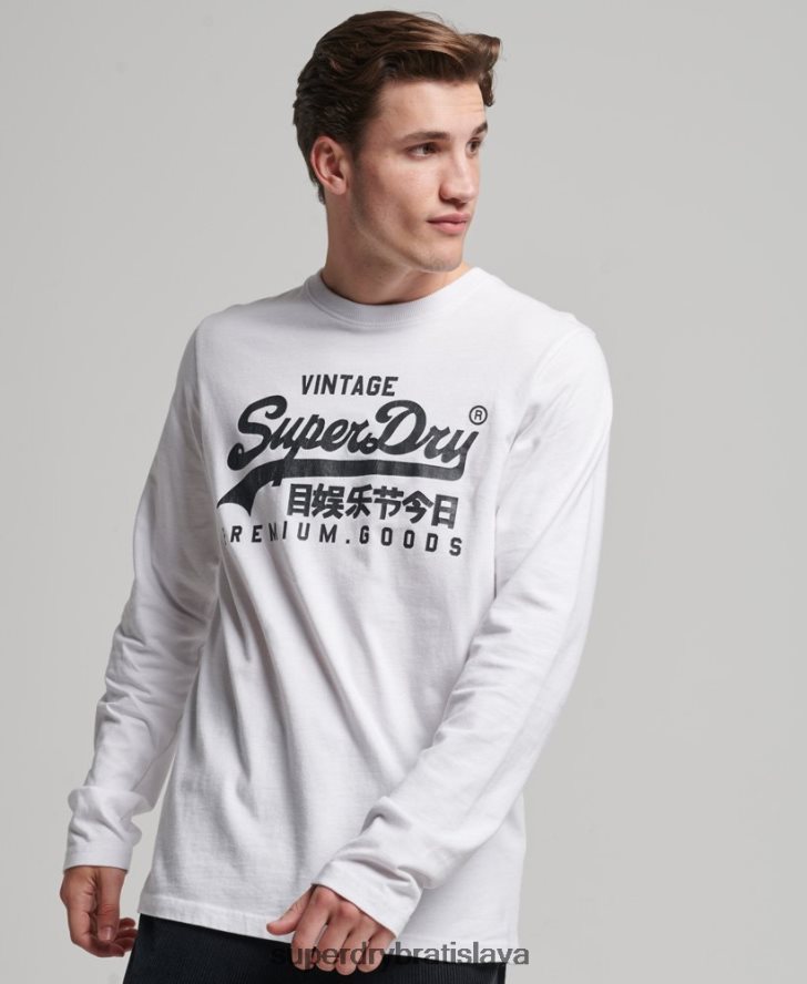 Superdry muži Vintage logo s dlhým rukávom 6B4ZTR1590 oblečenie biely