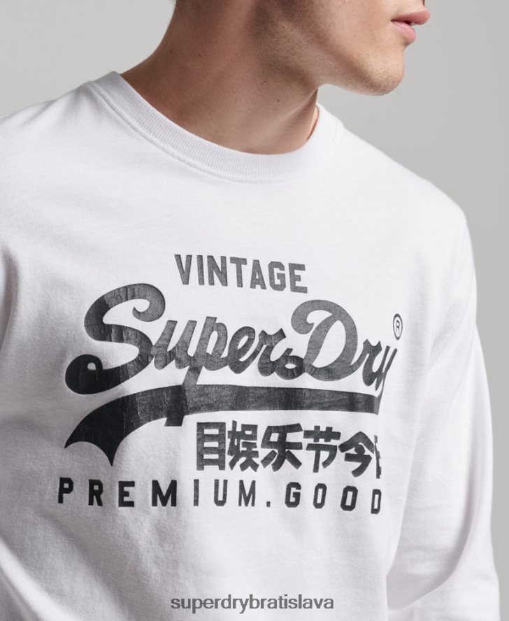 Superdry muži Vintage logo s dlhým rukávom 6B4ZTR1590 oblečenie biely