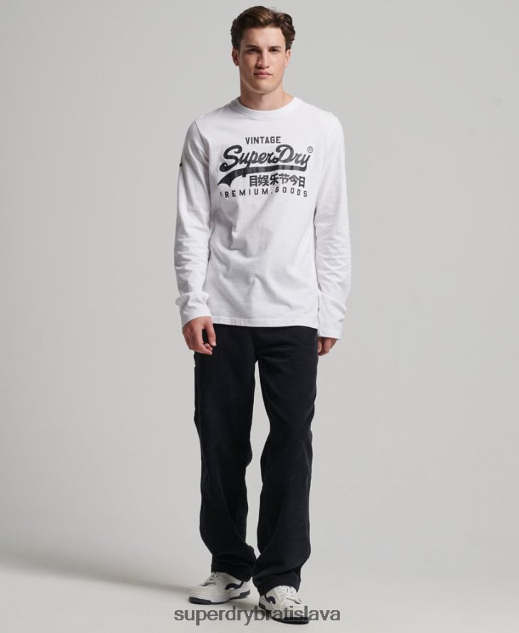 Superdry muži Vintage logo s dlhým rukávom 6B4ZTR1590 oblečenie biely