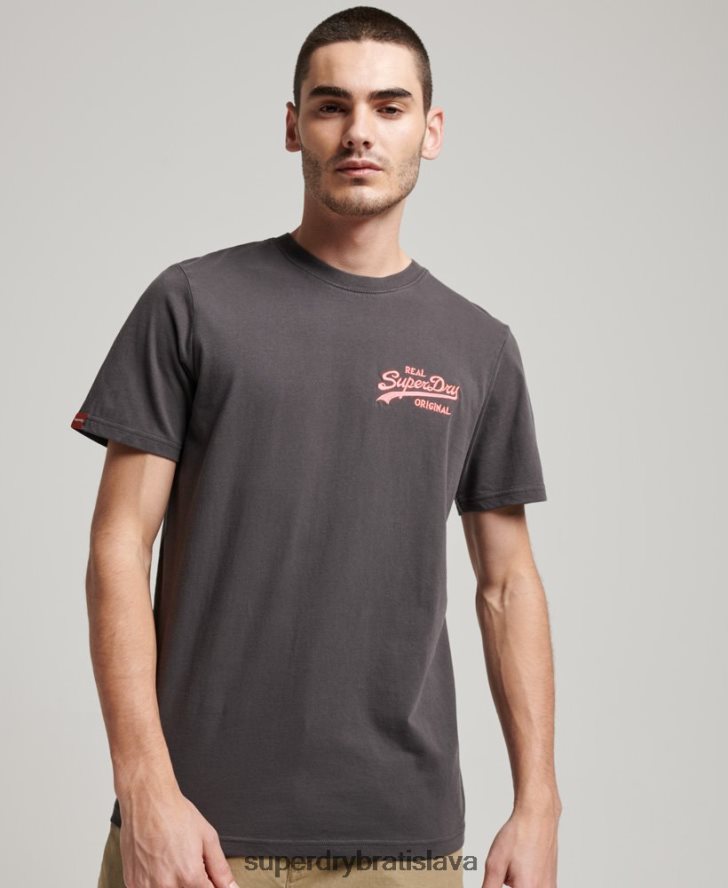 Superdry muži Vintage neónové tričko s logom 6B4ZTR18 oblečenie tmavošedý