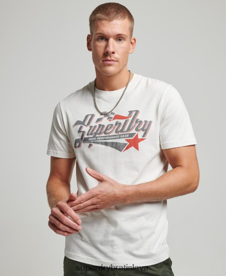 Superdry muži Vintage priemyselné auto tričko 6B4ZTR6 oblečenie krém