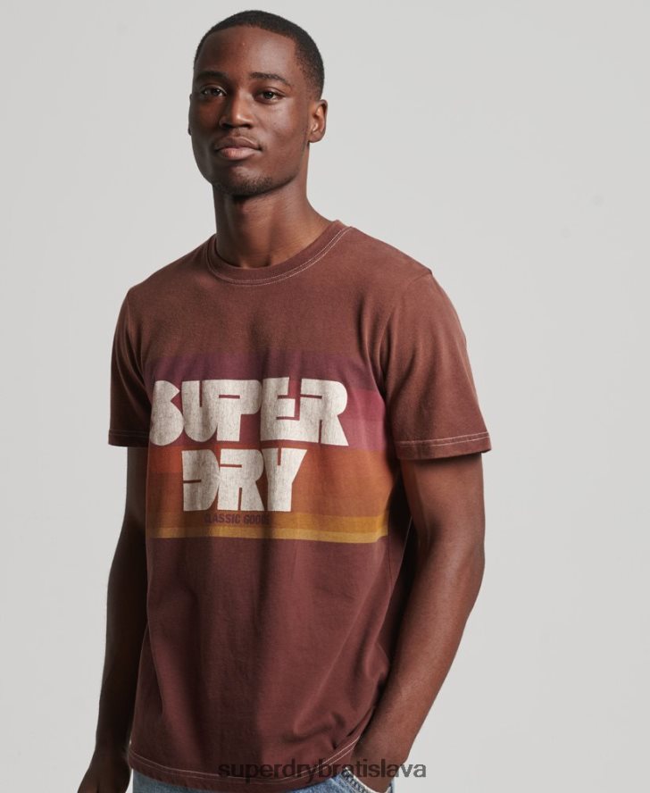 Superdry muži Vintage pruhované tričko zo 70. rokov 6B4ZTR4889 oblečenie hnedá