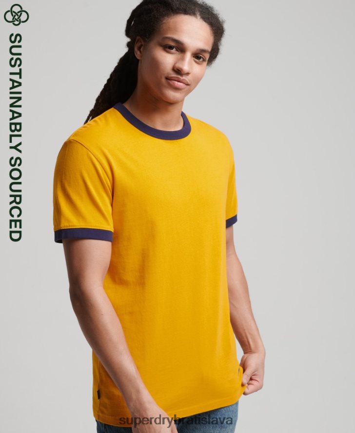 Superdry muži Vintage uvoľnené ringer tričko z organickej bavlny 6B4ZTR4933 oblečenie zlato
