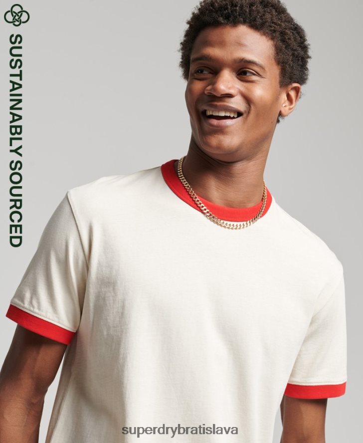 Superdry muži Vintage uvoľnené ringer tričko z organickej bavlny 6B4ZTR4957 oblečenie krém