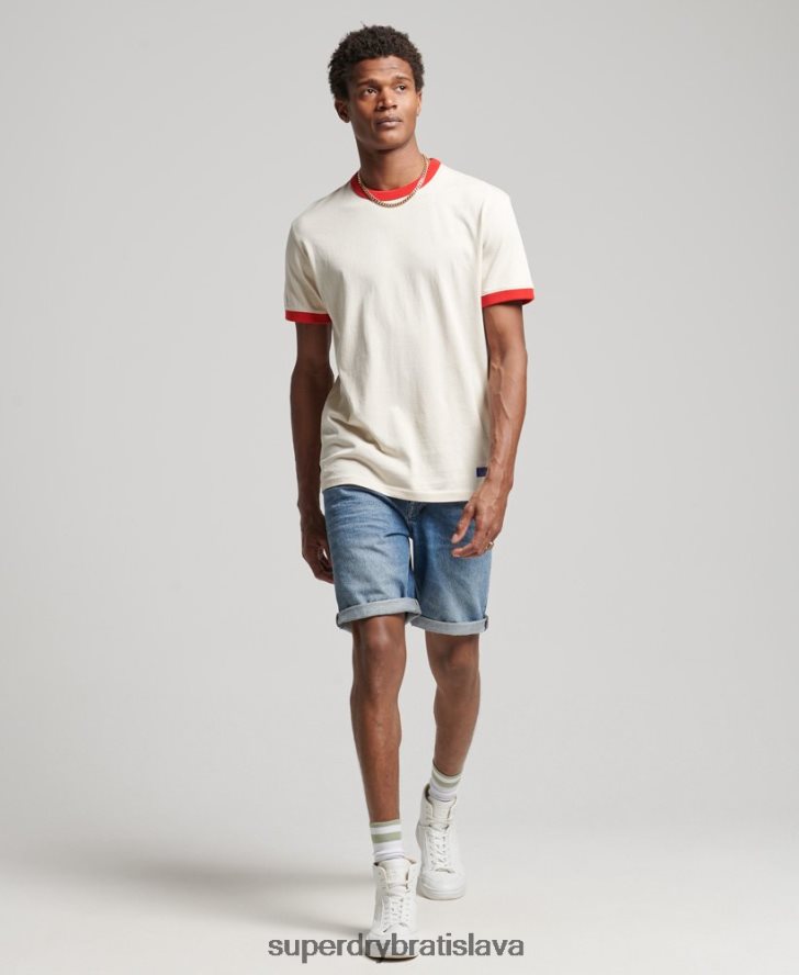 Superdry muži Vintage uvoľnené ringer tričko z organickej bavlny 6B4ZTR4957 oblečenie krém