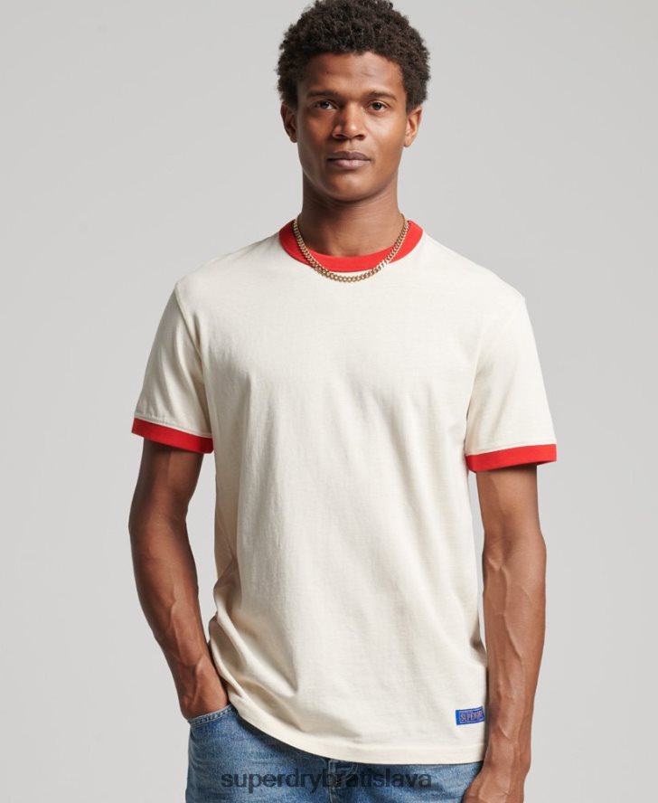 Superdry muži Vintage uvoľnené ringer tričko z organickej bavlny 6B4ZTR4957 oblečenie krém