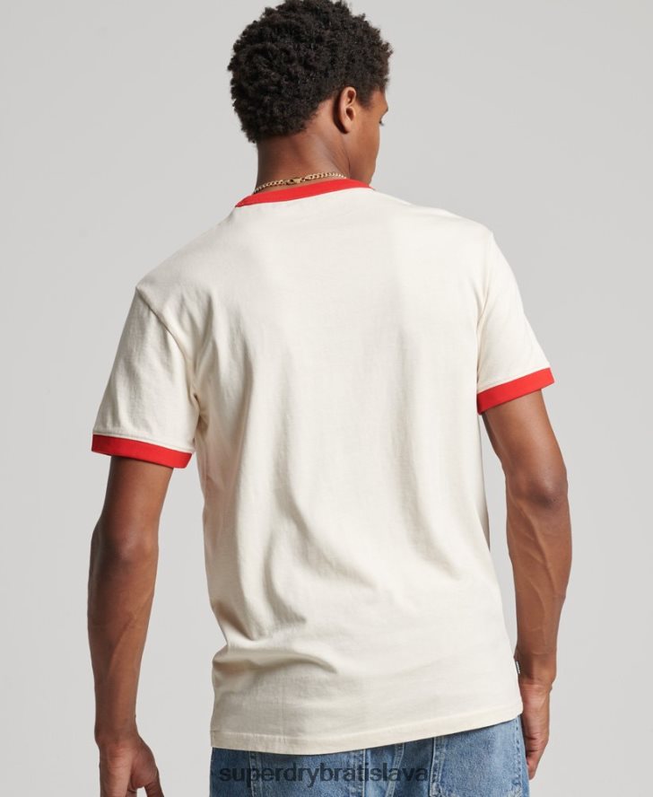Superdry muži Vintage uvoľnené ringer tričko z organickej bavlny 6B4ZTR4957 oblečenie krém