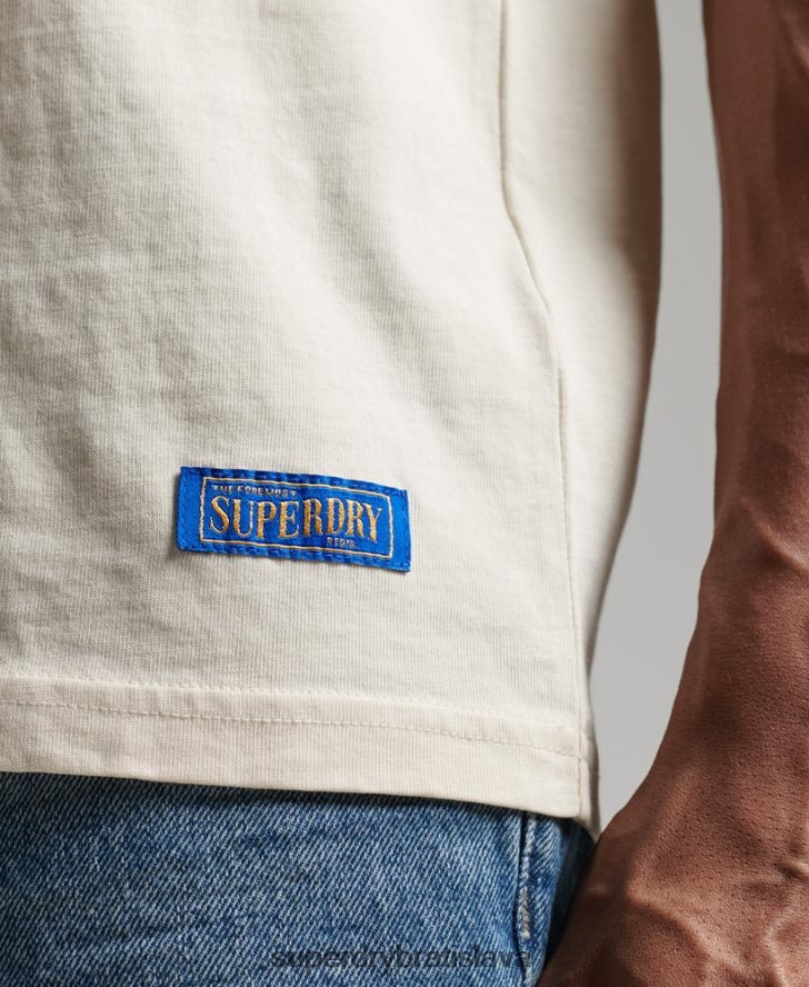 Superdry muži Vintage uvoľnené ringer tričko z organickej bavlny 6B4ZTR4957 oblečenie krém