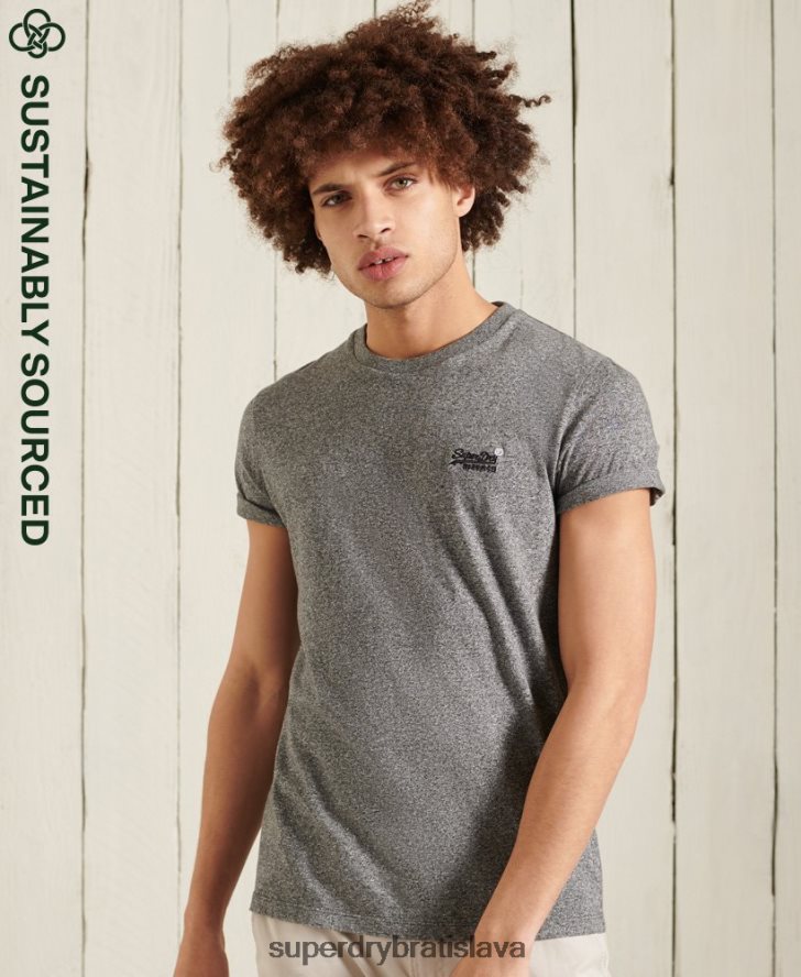 Superdry muži Vintage vyšívané tričko z organickej bavlny 6B4ZTR4962 oblečenie tmavošedý