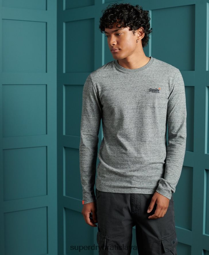 Superdry muži Vintage vyšívané tričko z organickej bavlny 6B4ZTR6477 oblečenie sivá