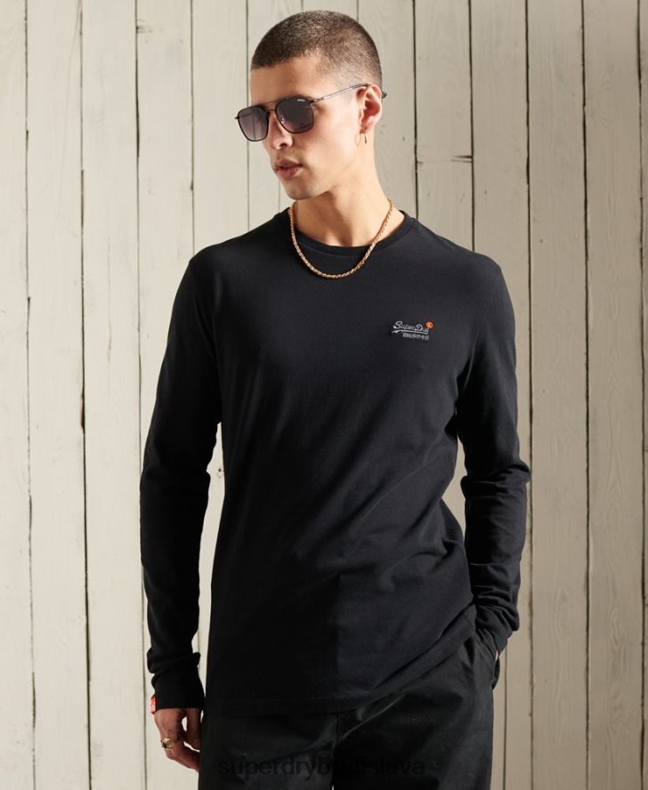 Superdry muži Vintage vyšívané tričko z organickej bavlny 6B4ZTR6502 oblečenie čierna