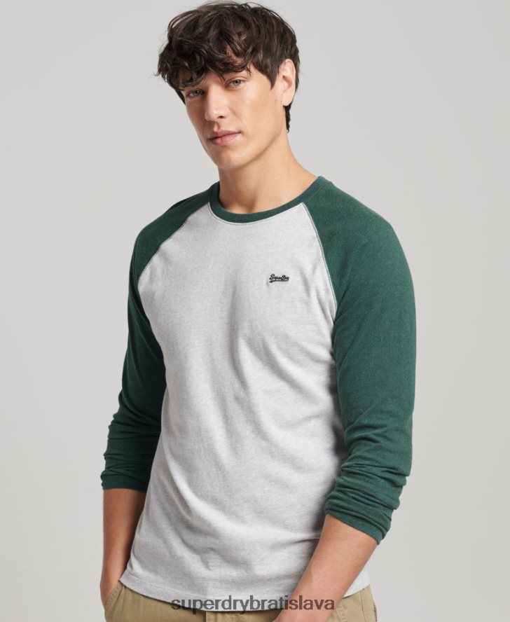 Superdry muži Základný baseballový top s dlhým rukávom z organickej bavlny 6B4ZTR1464 oblečenie zelená