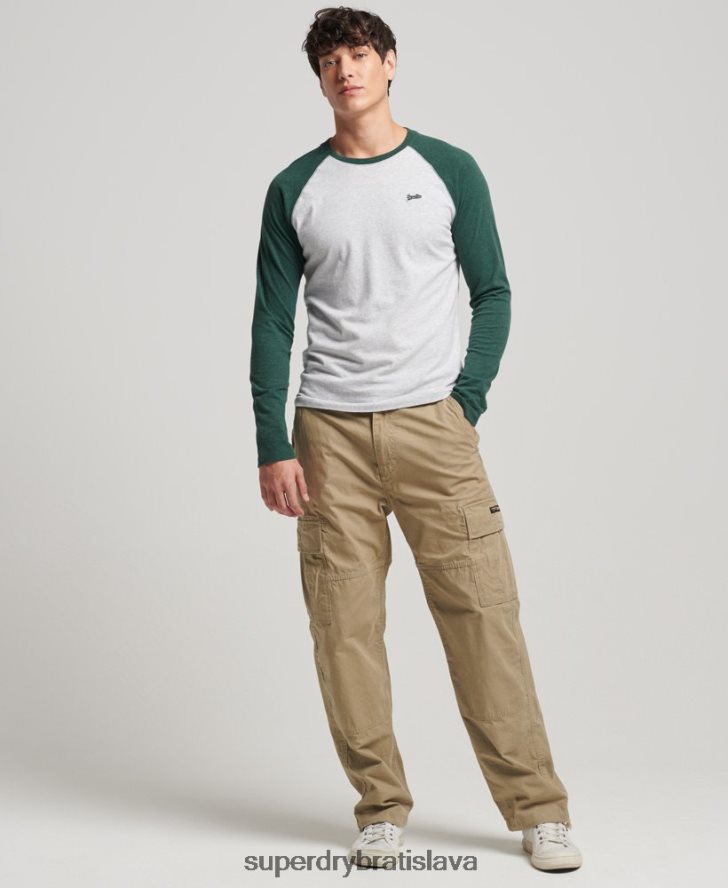 Superdry muži Základný baseballový top s dlhým rukávom z organickej bavlny 6B4ZTR1464 oblečenie zelená