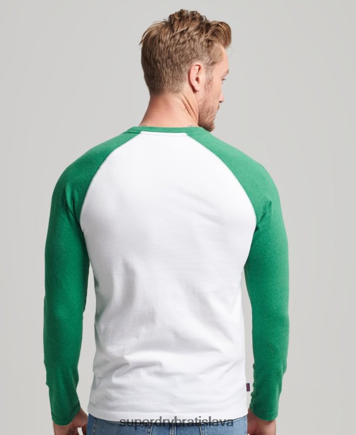 Superdry muži Základný baseballový top s dlhým rukávom z organickej bavlny 6B4ZTR1496 oblečenie zelená