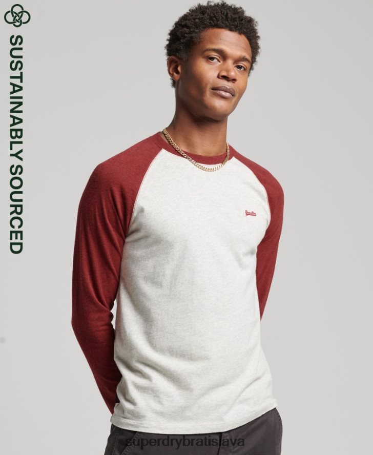 Superdry muži Základný baseballový top s dlhým rukávom z organickej bavlny 6B4ZTR1518 oblečenie červená