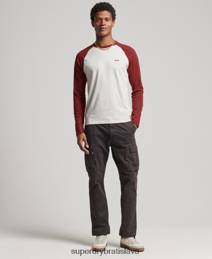 Superdry muži Základný baseballový top s dlhým rukávom z organickej bavlny 6B4ZTR1518 oblečenie červená