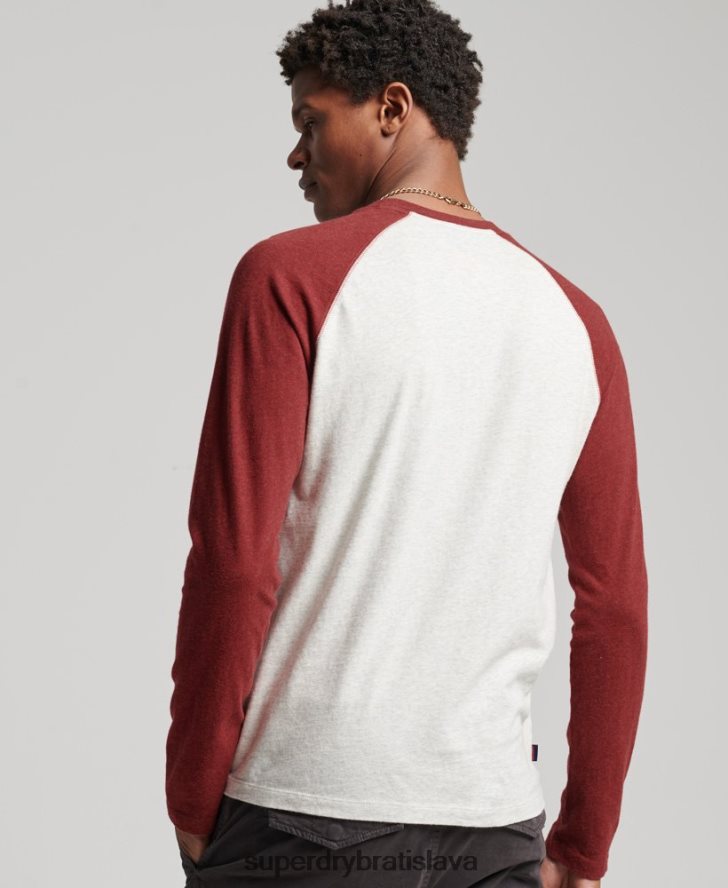 Superdry muži Základný baseballový top s dlhým rukávom z organickej bavlny 6B4ZTR1518 oblečenie červená