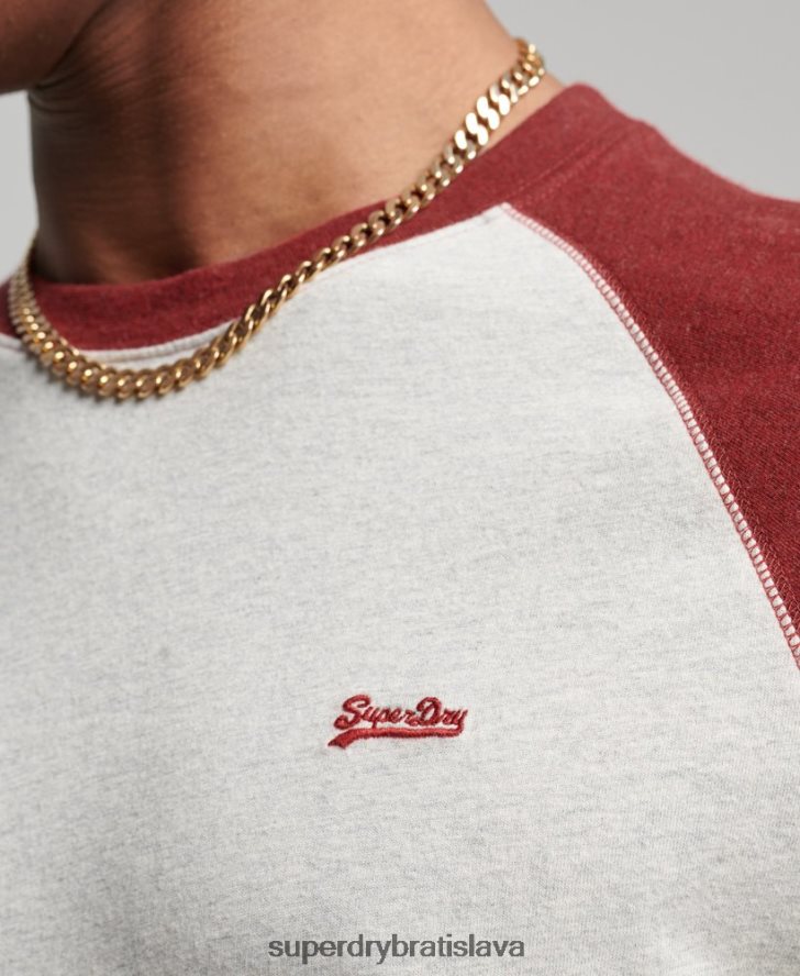 Superdry muži Základný baseballový top s dlhým rukávom z organickej bavlny 6B4ZTR1518 oblečenie červená