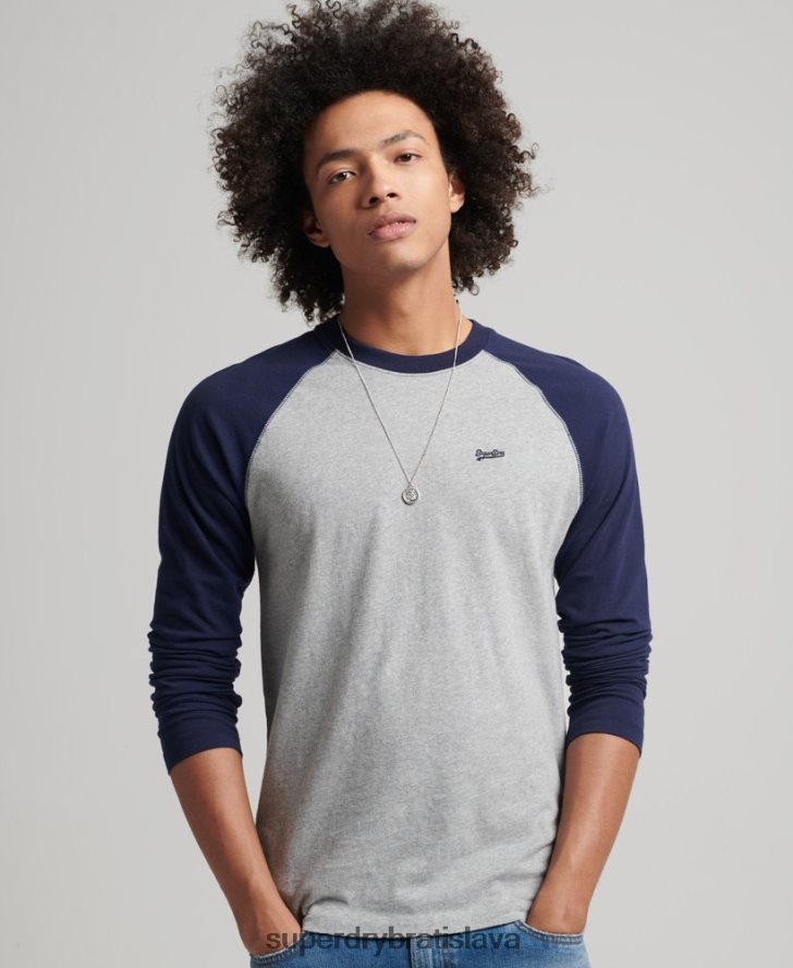 Superdry muži Základný baseballový top s dlhým rukávom z organickej bavlny 6B4ZTR1578 oblečenie námorníctvo