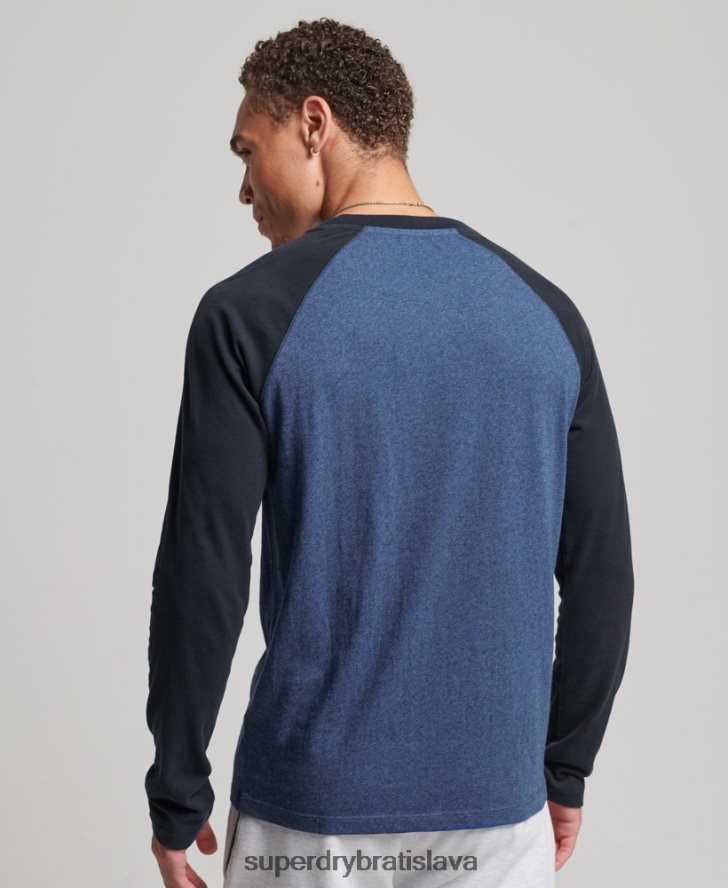 Superdry muži Základný baseballový top s dlhým rukávom z organickej bavlny 6B4ZTR6446 oblečenie námorníctvo