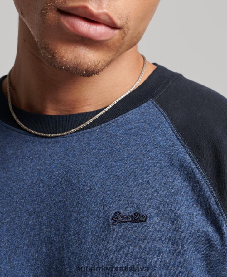 Superdry muži Základný baseballový top s dlhým rukávom z organickej bavlny 6B4ZTR6446 oblečenie námorníctvo