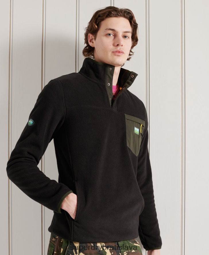 Superdry muži b trailový polar fleece pop cez top 6B4ZTR5144 oblečenie čierna