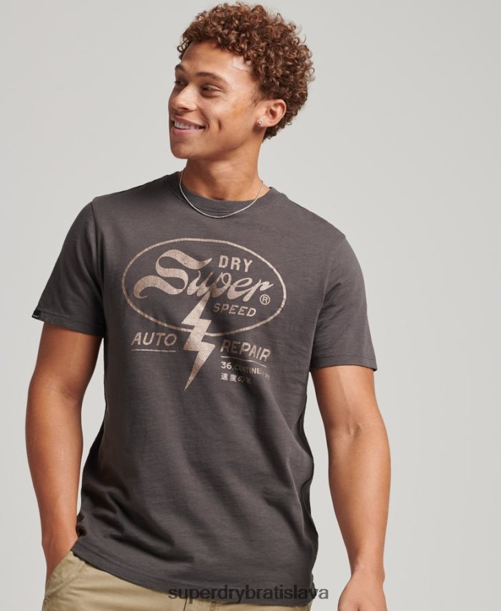 Superdry muži blackout rockové tričko s grafikou 6B4ZTR4932 oblečenie tmavošedý