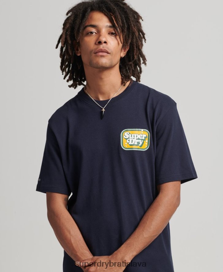 Superdry muži cooper retro tričko s grafikou 70. rokov 6B4ZTR4811 oblečenie námorníctvo
