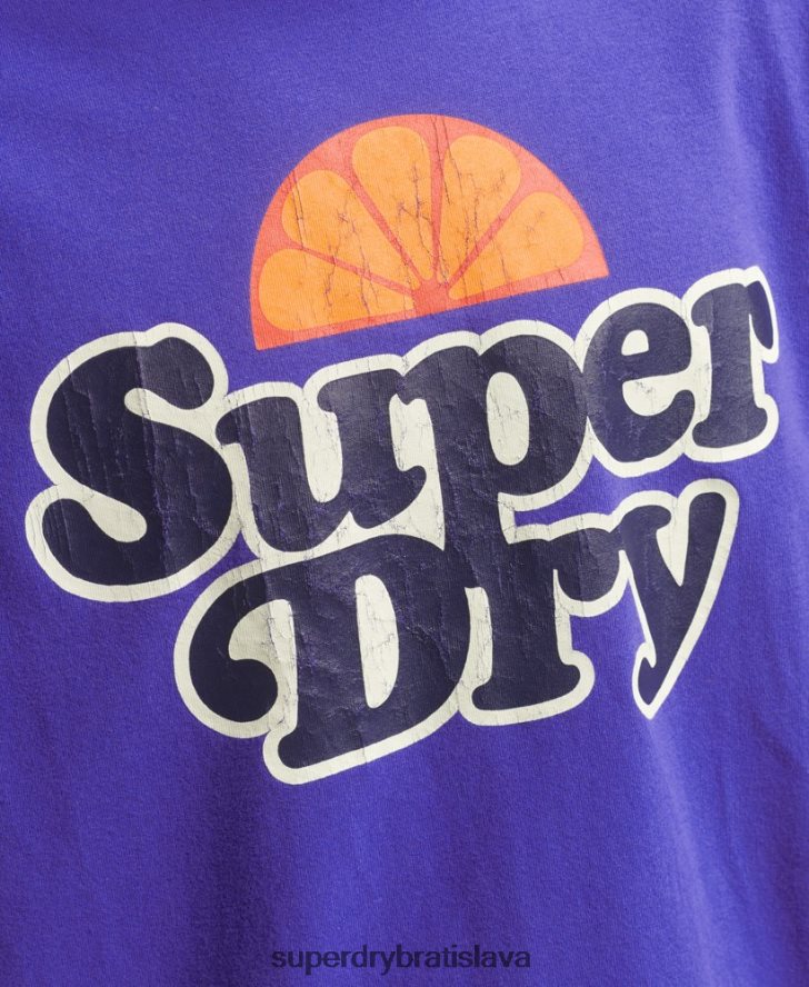 Superdry muži cooper retro tričko s grafikou 70. rokov 6B4ZTR4900 oblečenie svetlo modrá