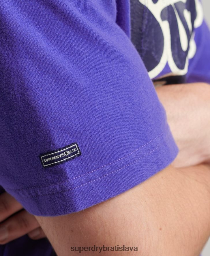 Superdry muži cooper retro tričko s grafikou 70. rokov 6B4ZTR4900 oblečenie svetlo modrá