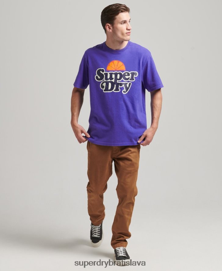 Superdry muži cooper retro tričko s grafikou 70. rokov 6B4ZTR4900 oblečenie svetlo modrá