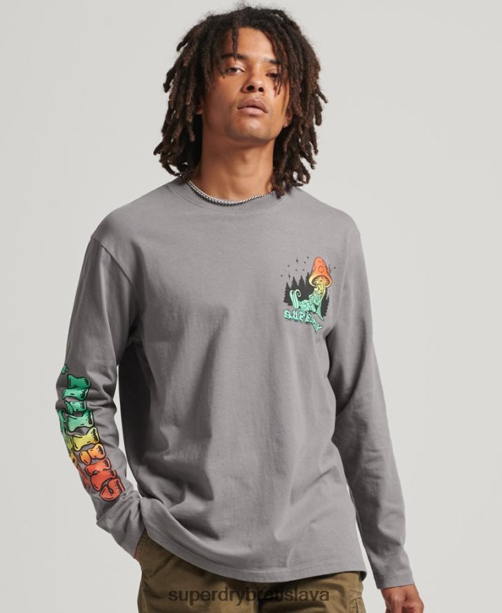 Superdry muži do lesa top s dlhým rukávom 6B4ZTR1519 oblečenie tmavošedý