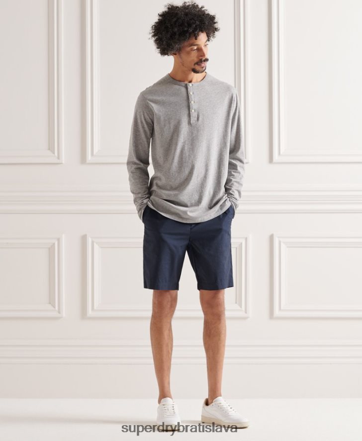 Superdry muži esenciálny top henley z organickej bavlny 6B4ZTR6424 oblečenie svetlo šedá