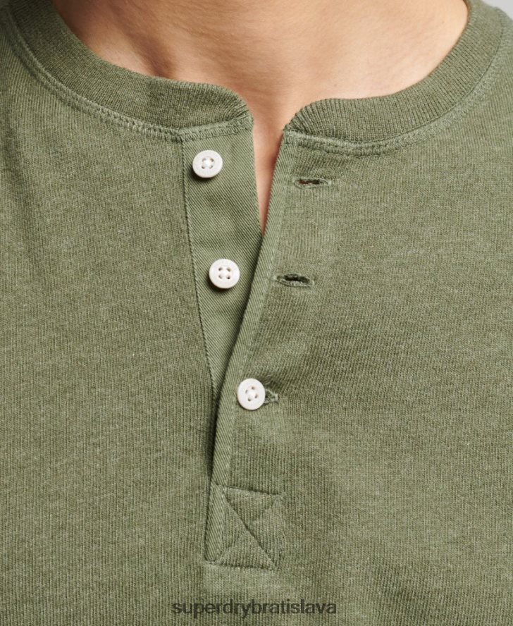 Superdry muži henley top s dlhým rukávom z organickej bavlny 6B4ZTR6428 oblečenie zelená