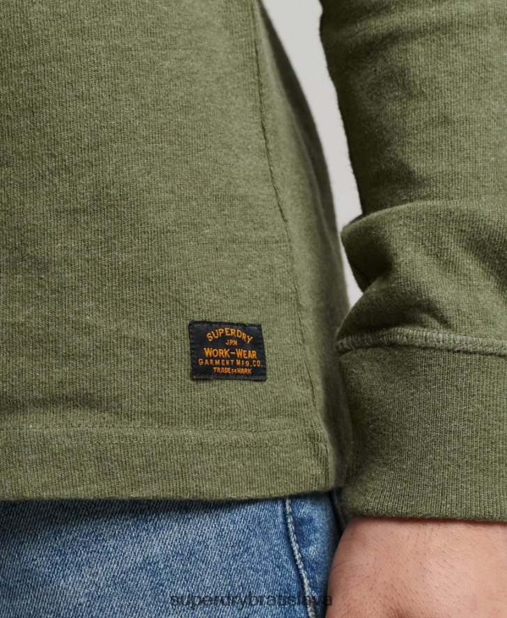 Superdry muži henley top s dlhým rukávom z organickej bavlny 6B4ZTR6428 oblečenie zelená