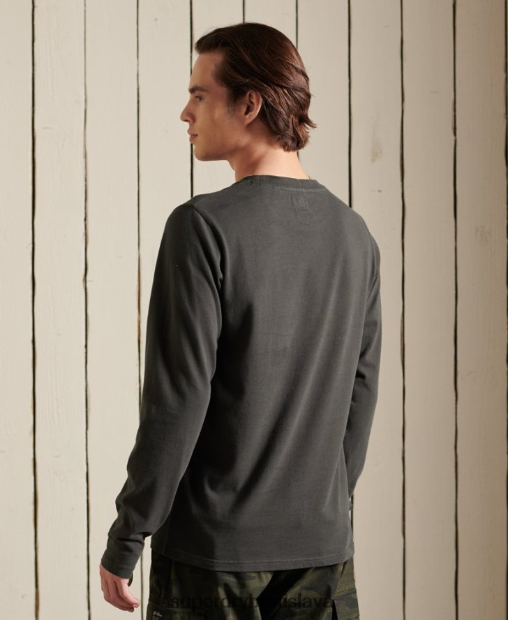 Superdry muži čierny top s dlhým rukávom 6B4ZTR1579 oblečenie tmavošedý