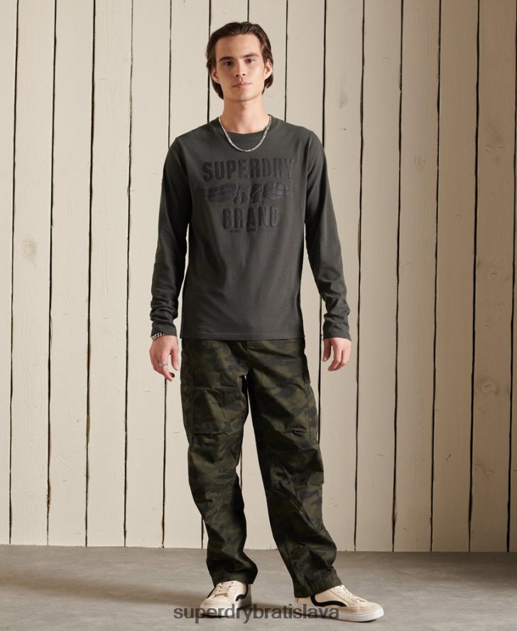 Superdry muži čierny top s dlhým rukávom 6B4ZTR1579 oblečenie tmavošedý