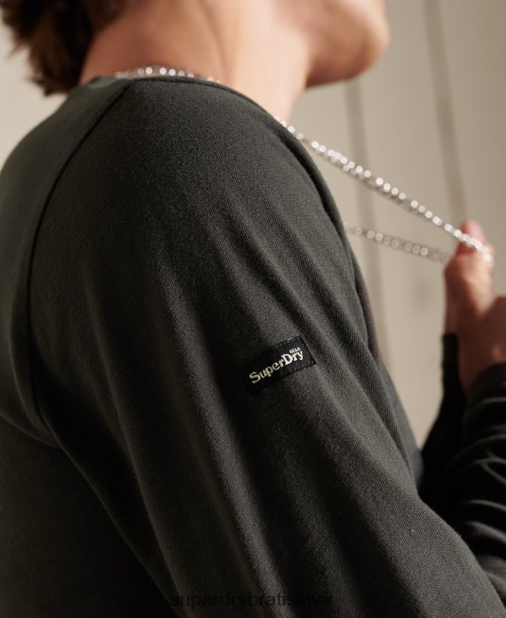 Superdry muži čierny top s dlhým rukávom 6B4ZTR1579 oblečenie tmavošedý