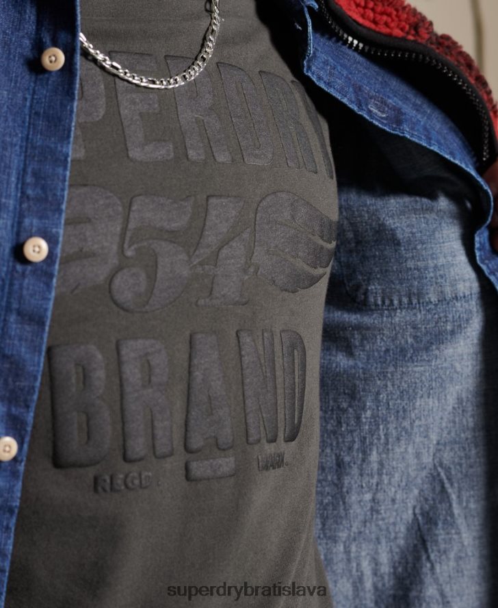 Superdry muži čierny top s dlhým rukávom 6B4ZTR1579 oblečenie tmavošedý