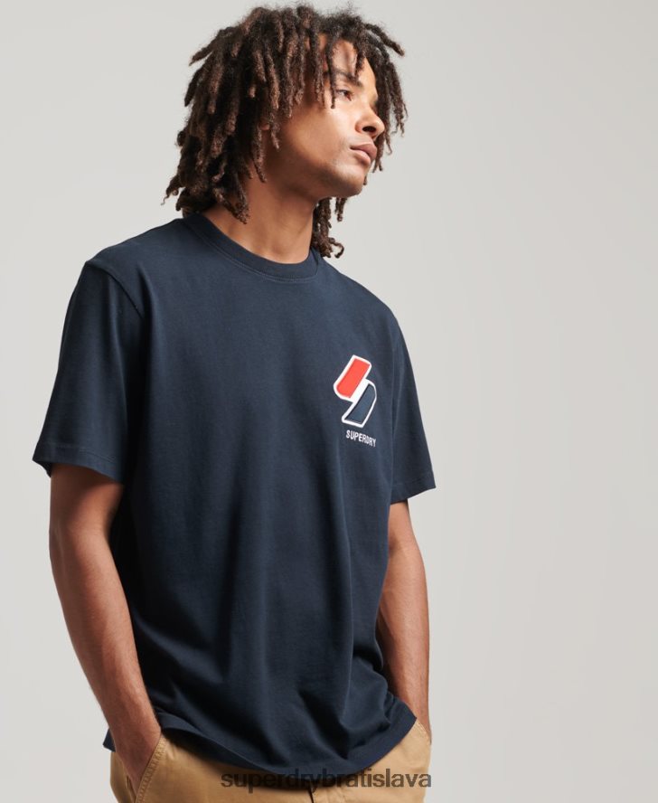 Superdry muži klasické nášivkové tričko 6B4ZTR4926 oblečenie námorníctvo