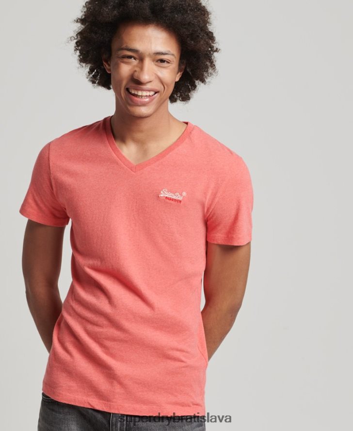 Superdry muži klasické tričko s výstrihom do V z organickej bavlny 6B4ZTR4809 oblečenie koralový
