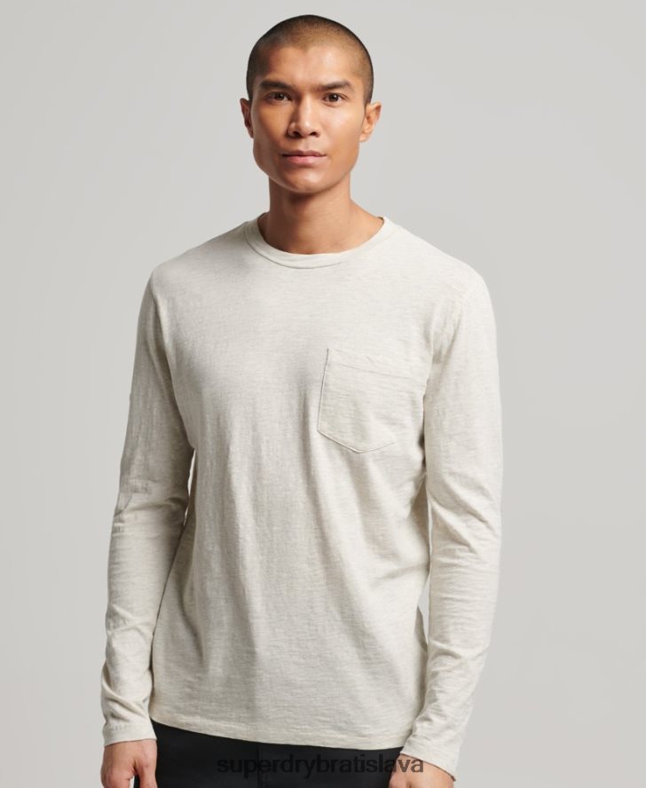 Superdry muži klzký džersejový top s dlhým rukávom 6B4ZTR1516 oblečenie biely