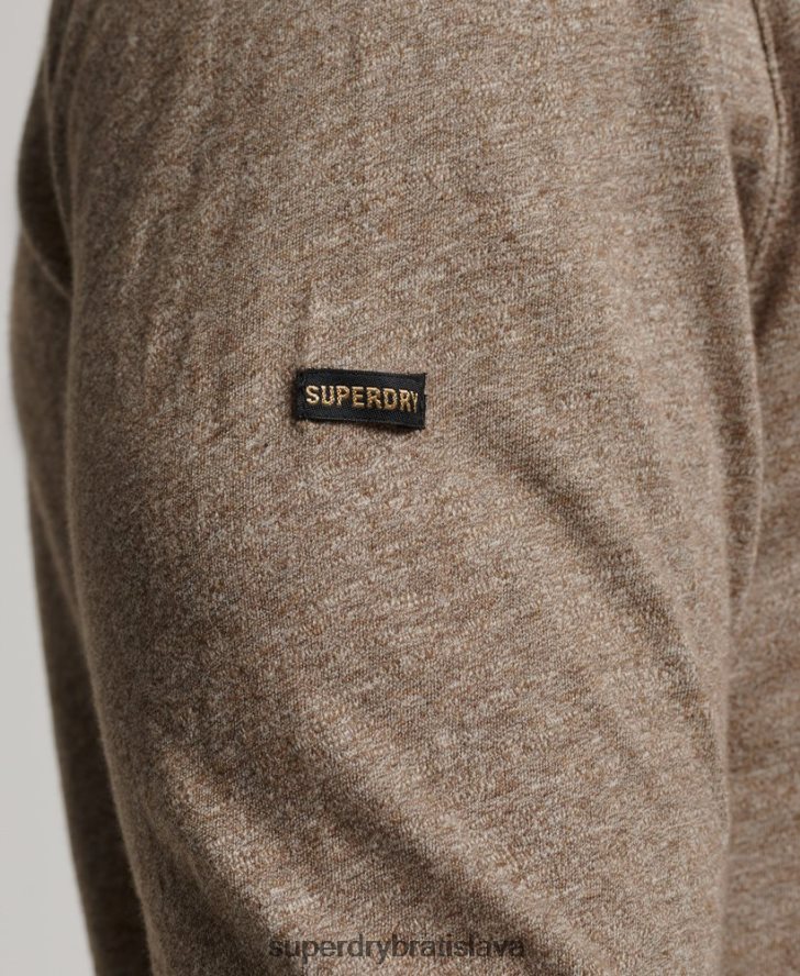 Superdry muži klzký džersejový top s dlhým rukávom 6B4ZTR1532 oblečenie hnedá