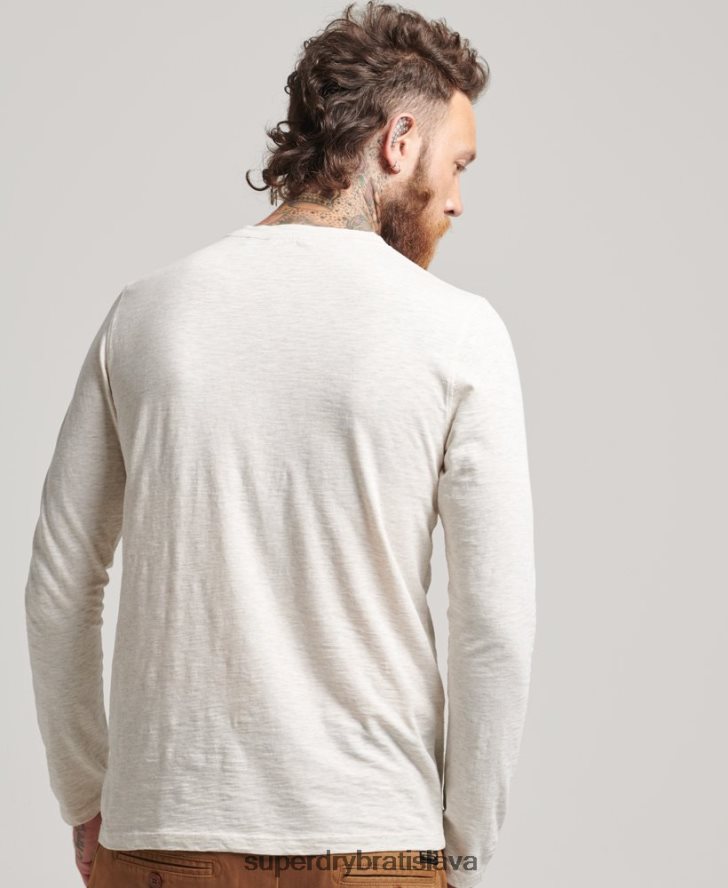 Superdry muži klzký džersejový top s dlhým rukávom 6B4ZTR6396 oblečenie krém