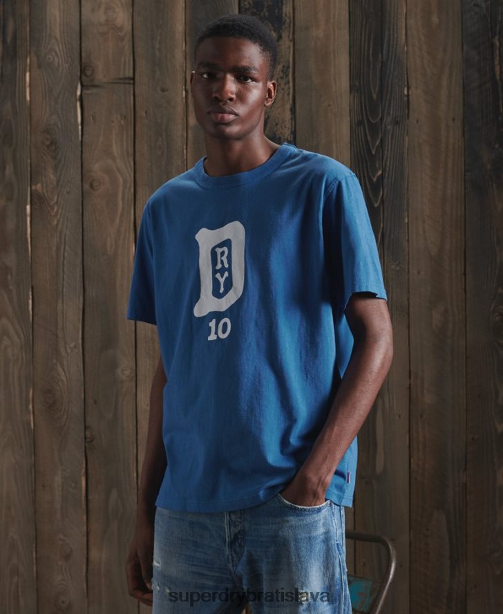 Superdry muži limitovaná edícia suchého univerzitného trička 6B4ZTR4985 oblečenie námorníctvo