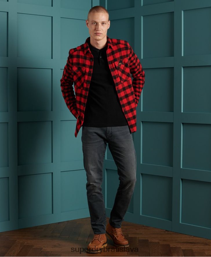 Superdry muži mikro textúra henley top 6B4ZTR1588 oblečenie čierna