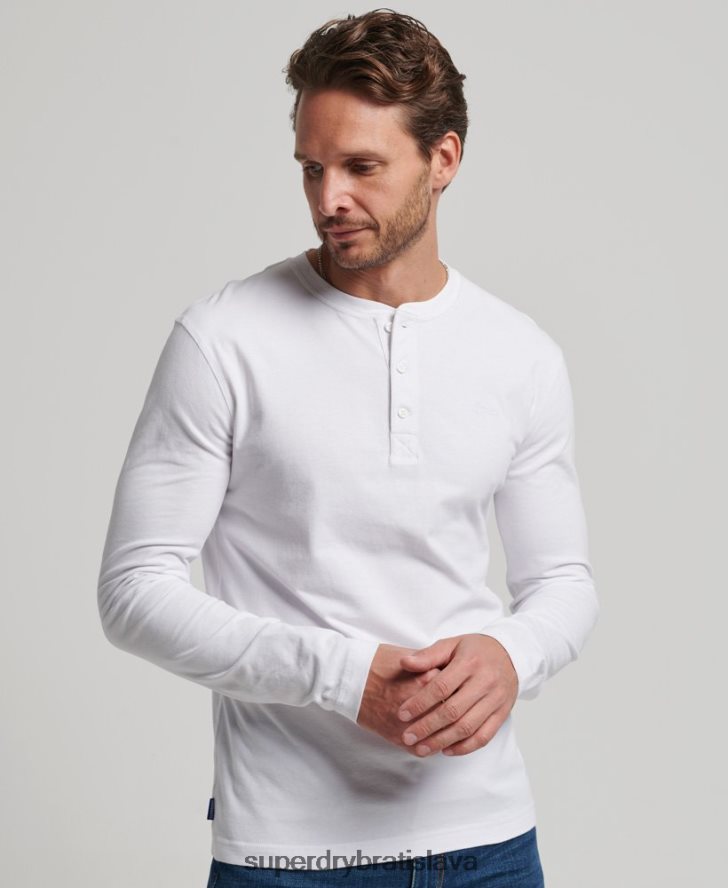 Superdry muži organická bavlna vintage logo vyšívané henley top 6B4ZTR1460 oblečenie biely