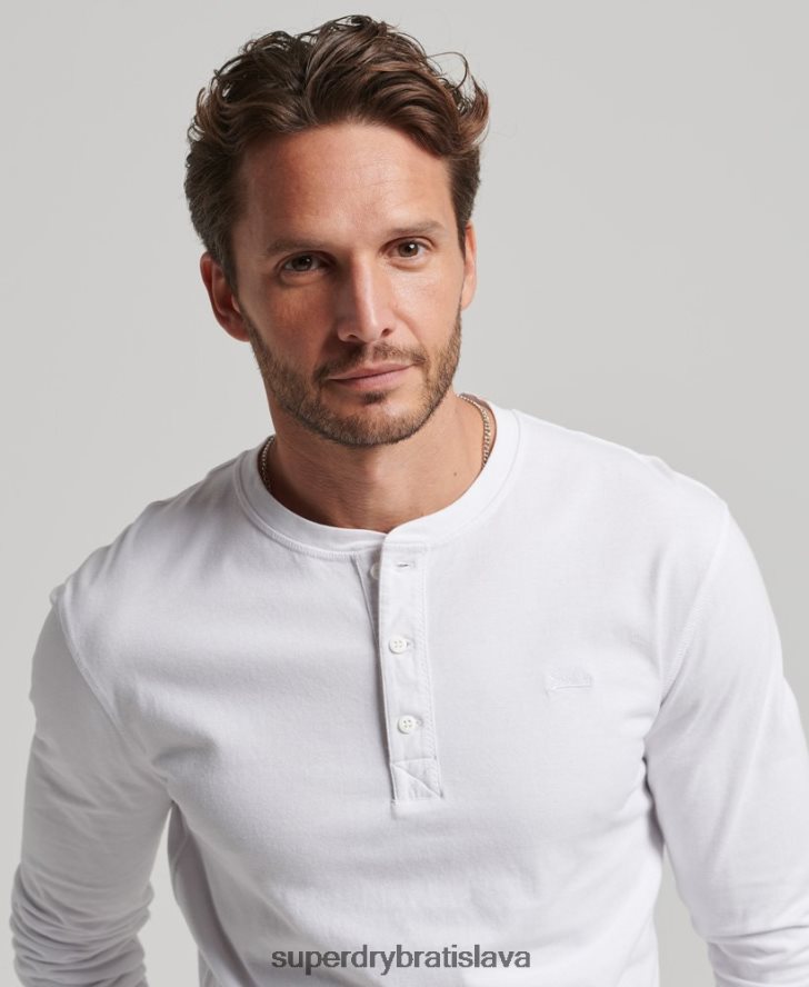 Superdry muži organická bavlna vintage logo vyšívané henley top 6B4ZTR1460 oblečenie biely